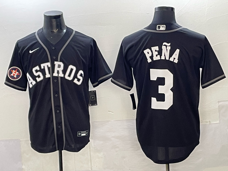 Men Houston Astros #3 Pena Black Nike 2025 MLB Jersey 001->pittsburgh steelers->NFL Jersey